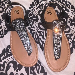 Sparkly black sandals